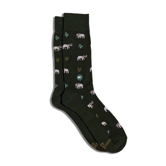 Socks that Protect Elephants (Green Elephants): Medium