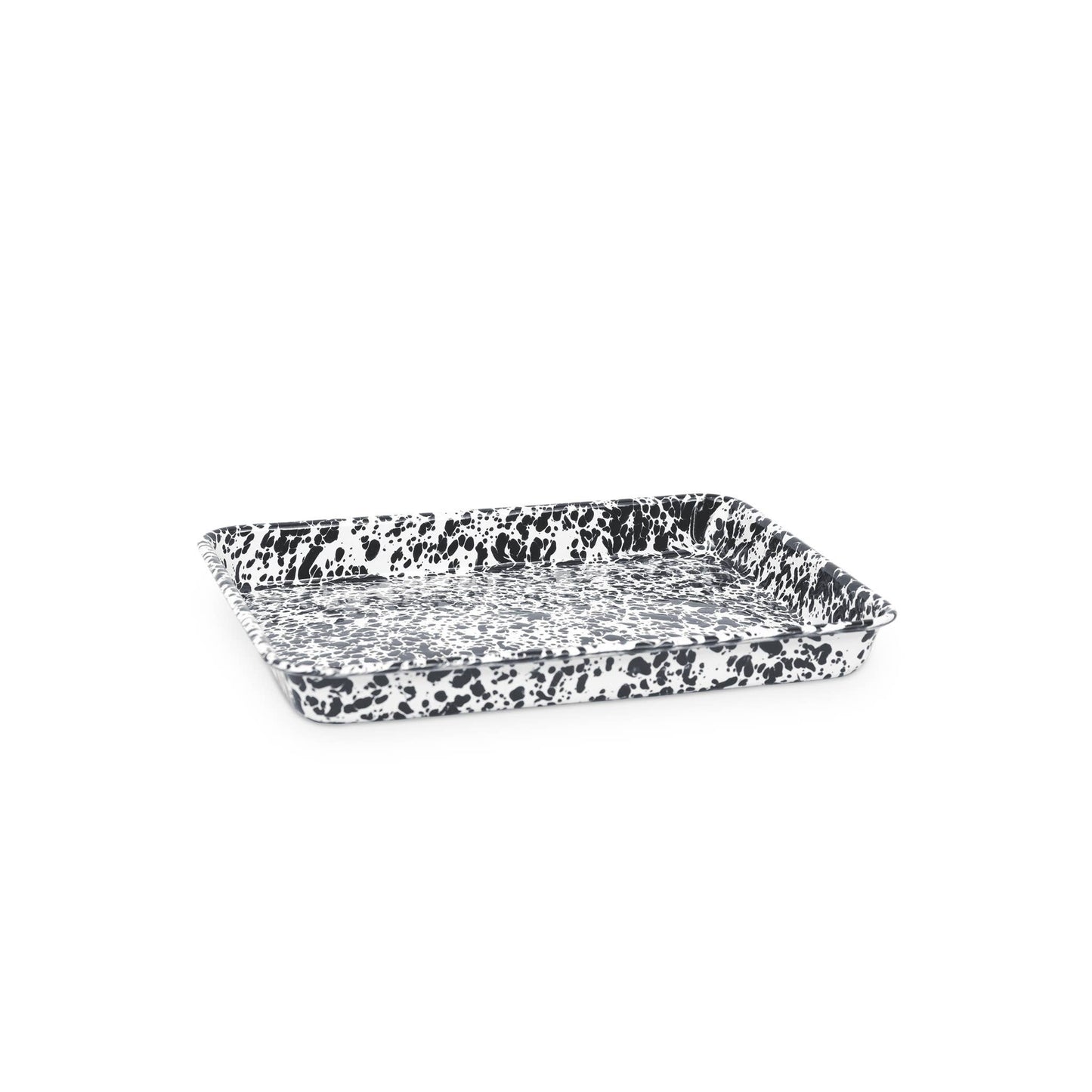 Splatter Enamelware Small Rectangular Tray: Blue