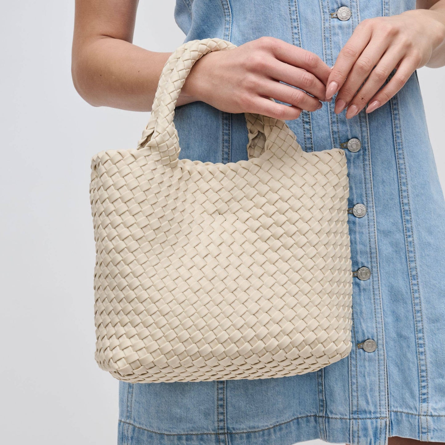 Sky's The Limit Small Woven Neoprene Crossbody: Cream