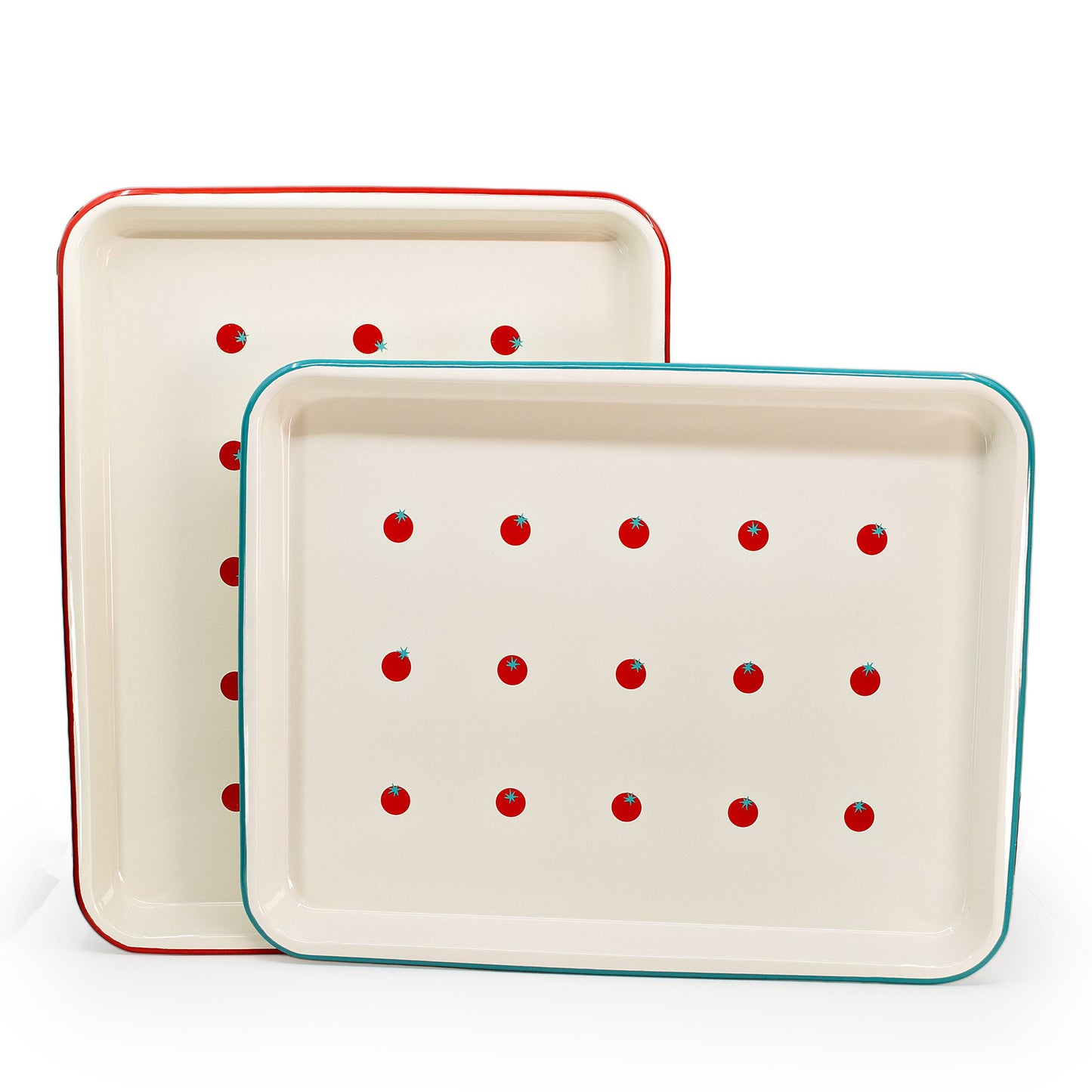 Dan Pelosi x CCH Tomato Enamelware Large Jelly Roll Tray: Red Rim