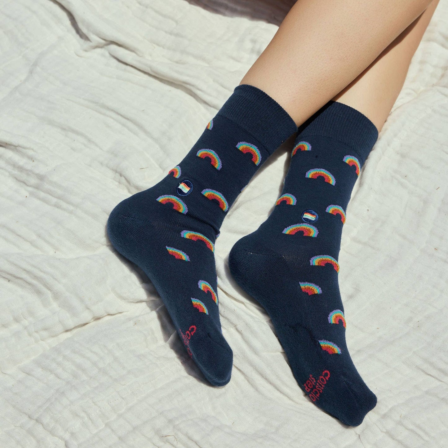 Socks that Save LGBTQ Lives (Navy Rainbows): Small