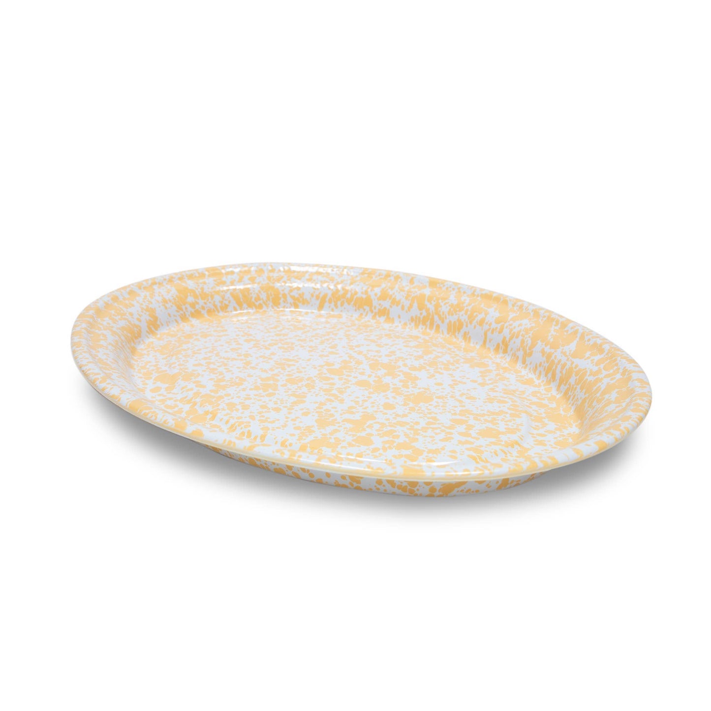 Splatter Enamelware Oval Platter: Turquoise Splatter