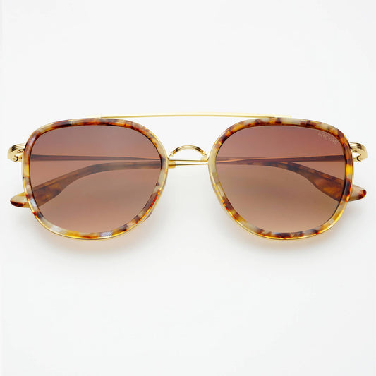 Weston Acetate Round Unisex Sunglasses : Brown Pearl