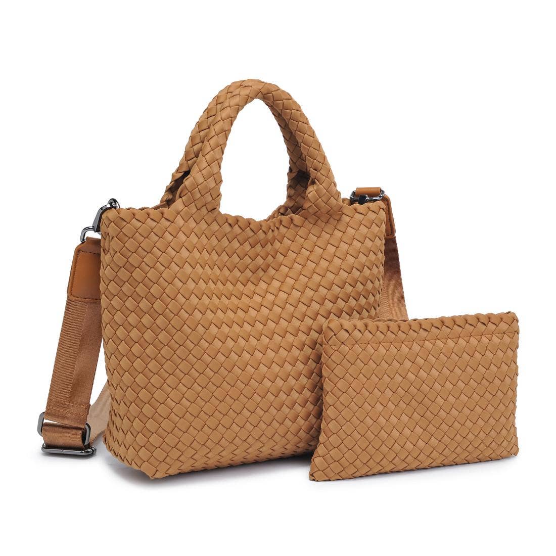 Sky's The Limit Small Woven Neoprene Crossbody: Sand