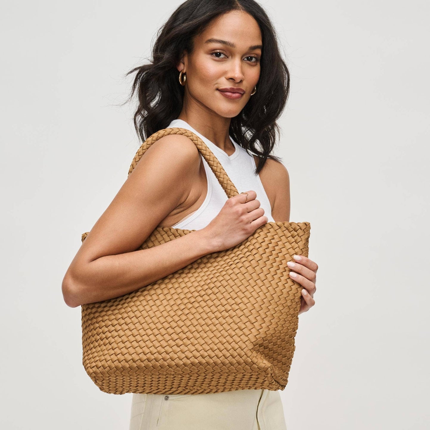 Sky's The Limit Medium Woven Neoprene Tote: Sand