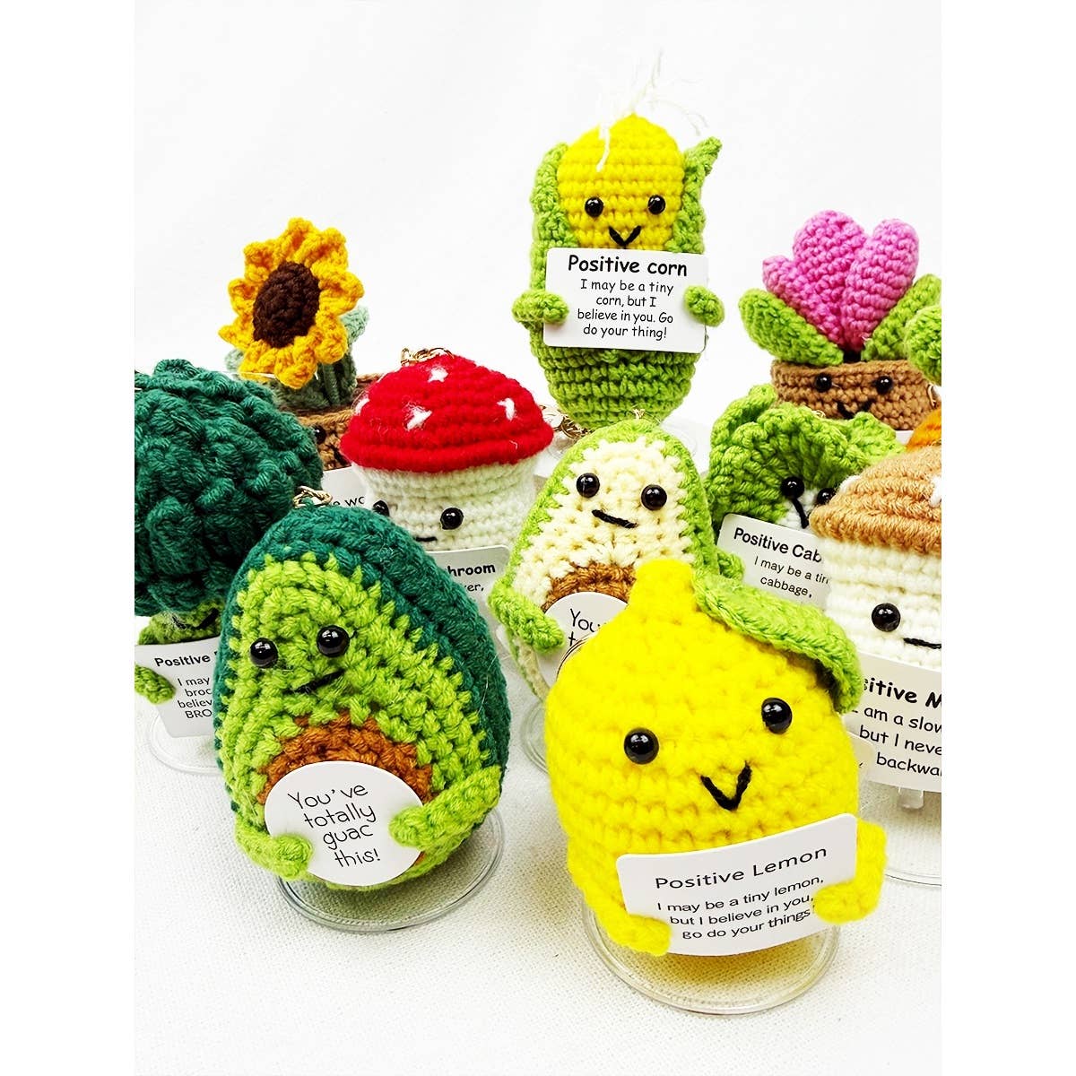 Positive Vegi and Plant Crochet Keychain : ASSORTED COLOR / ONE(12)