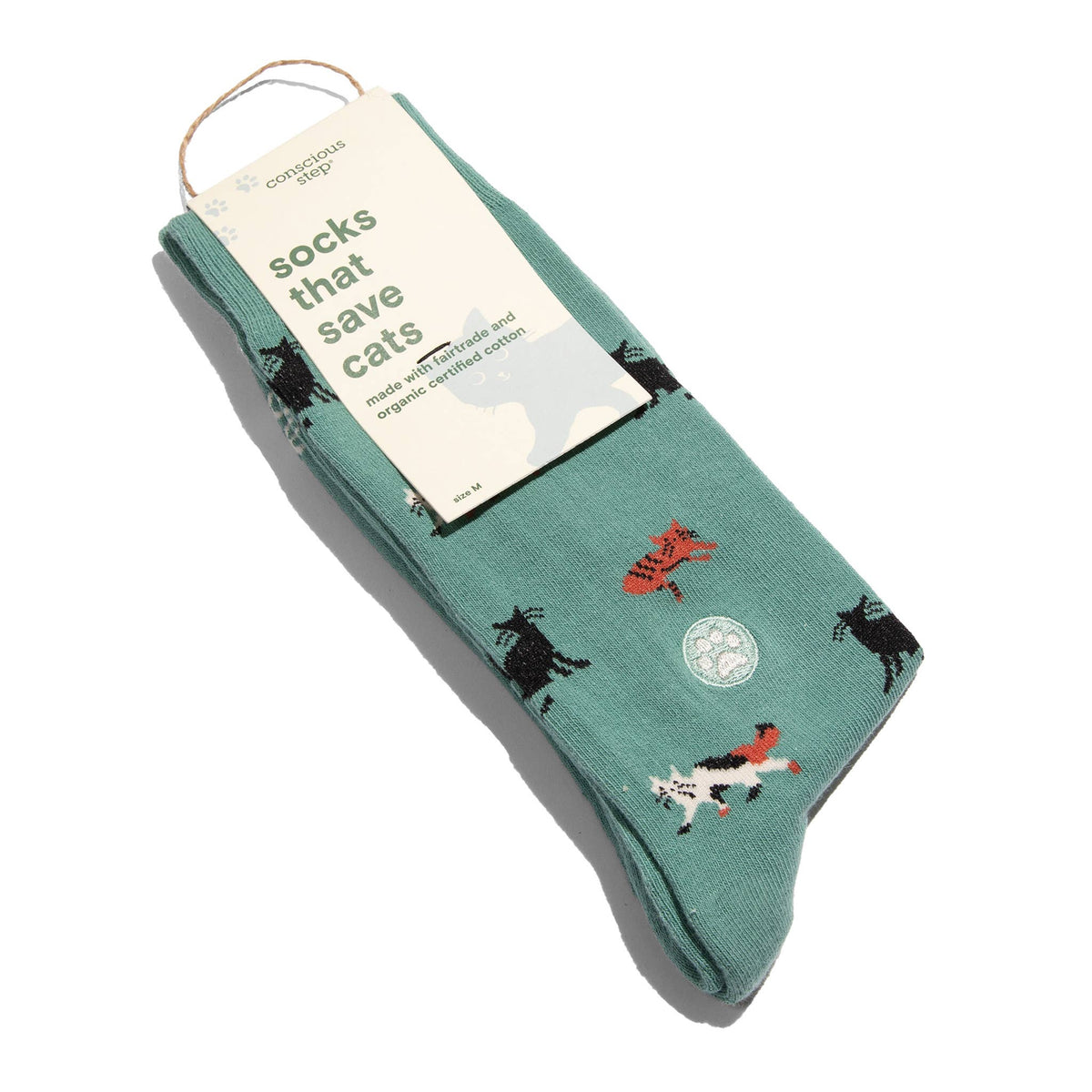 Socks that Save Cats | Teal Cats - Gifts for Cat People: Medium