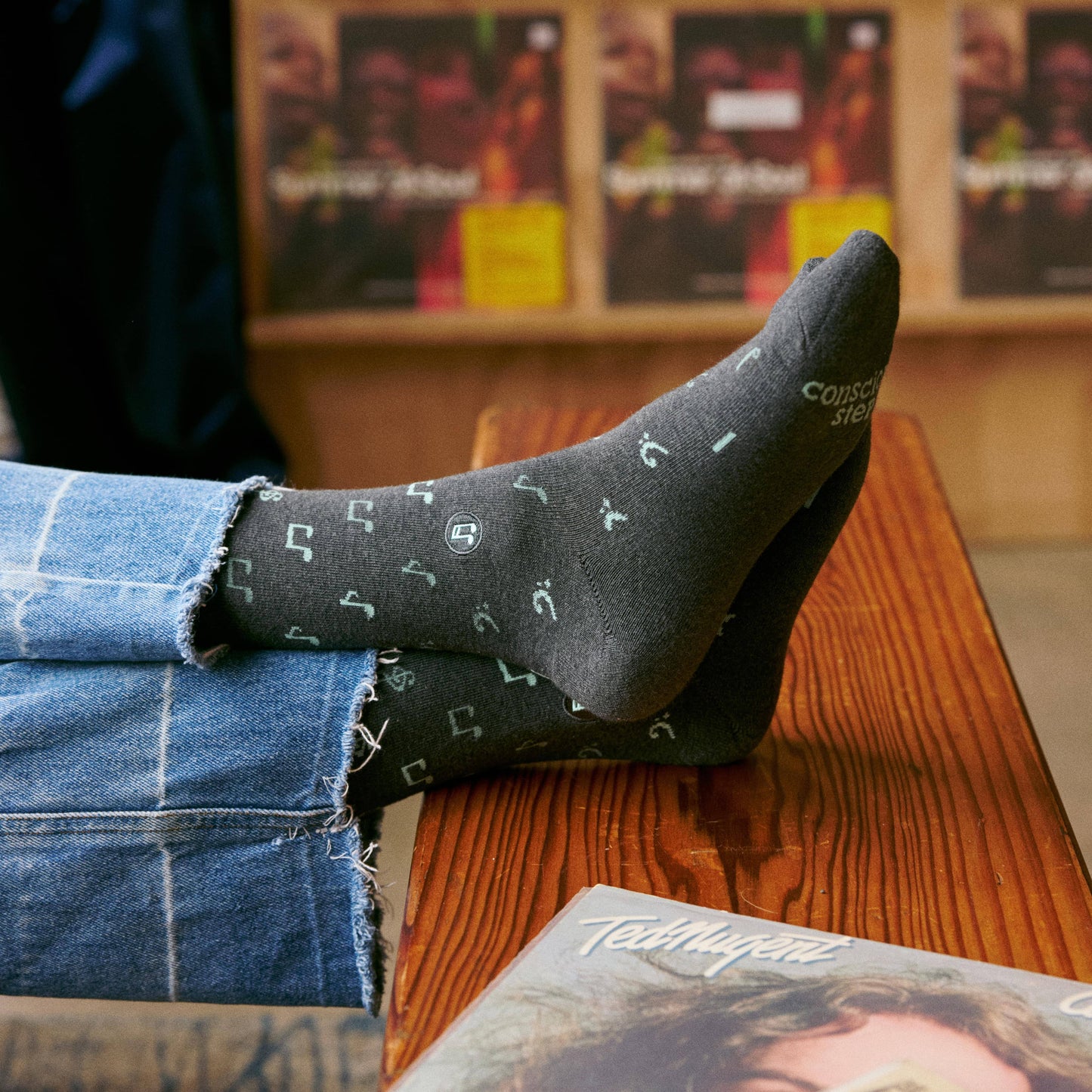Socks that Support Music (Gray Music Notes): Small