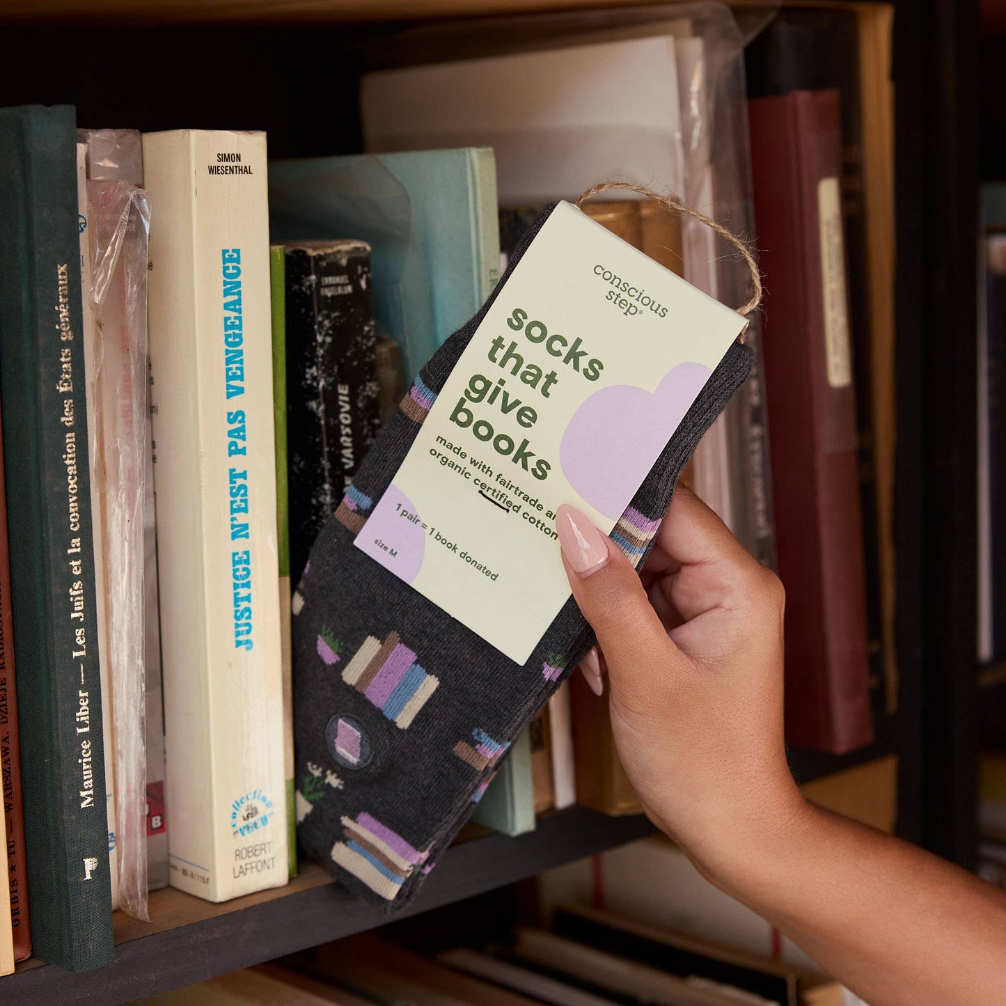 Socks that Give Books (Gray Bookshelves): Small