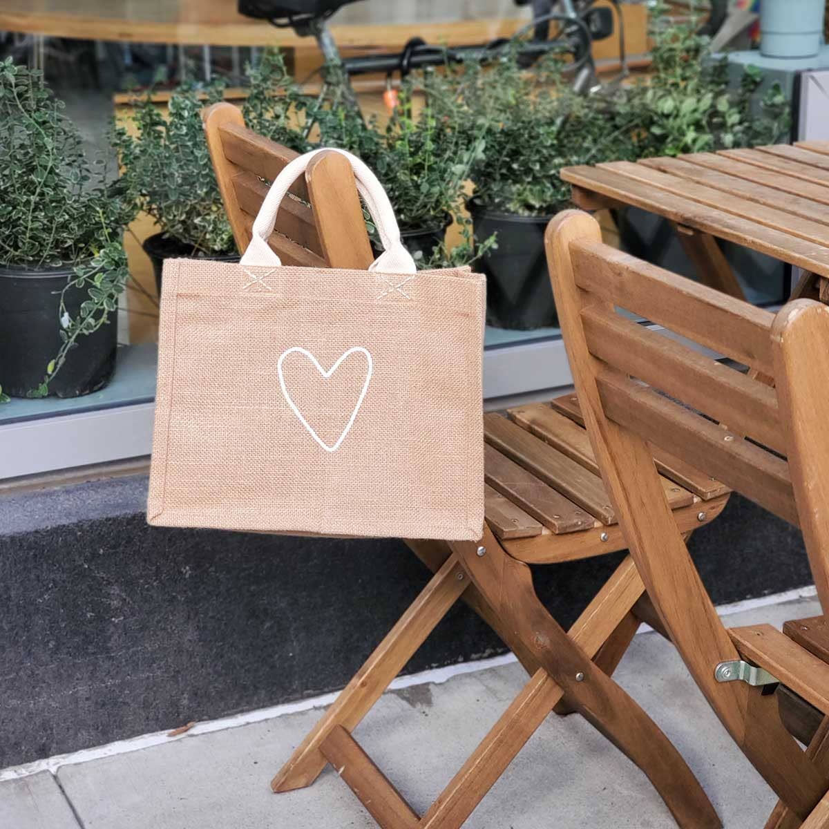 Handmade Burlap Jute Tote • Gift Bag - Love: Without Pompom