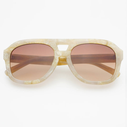 Voyager Acetate Oversized Aviator Sunglasses: Gray Pearl
