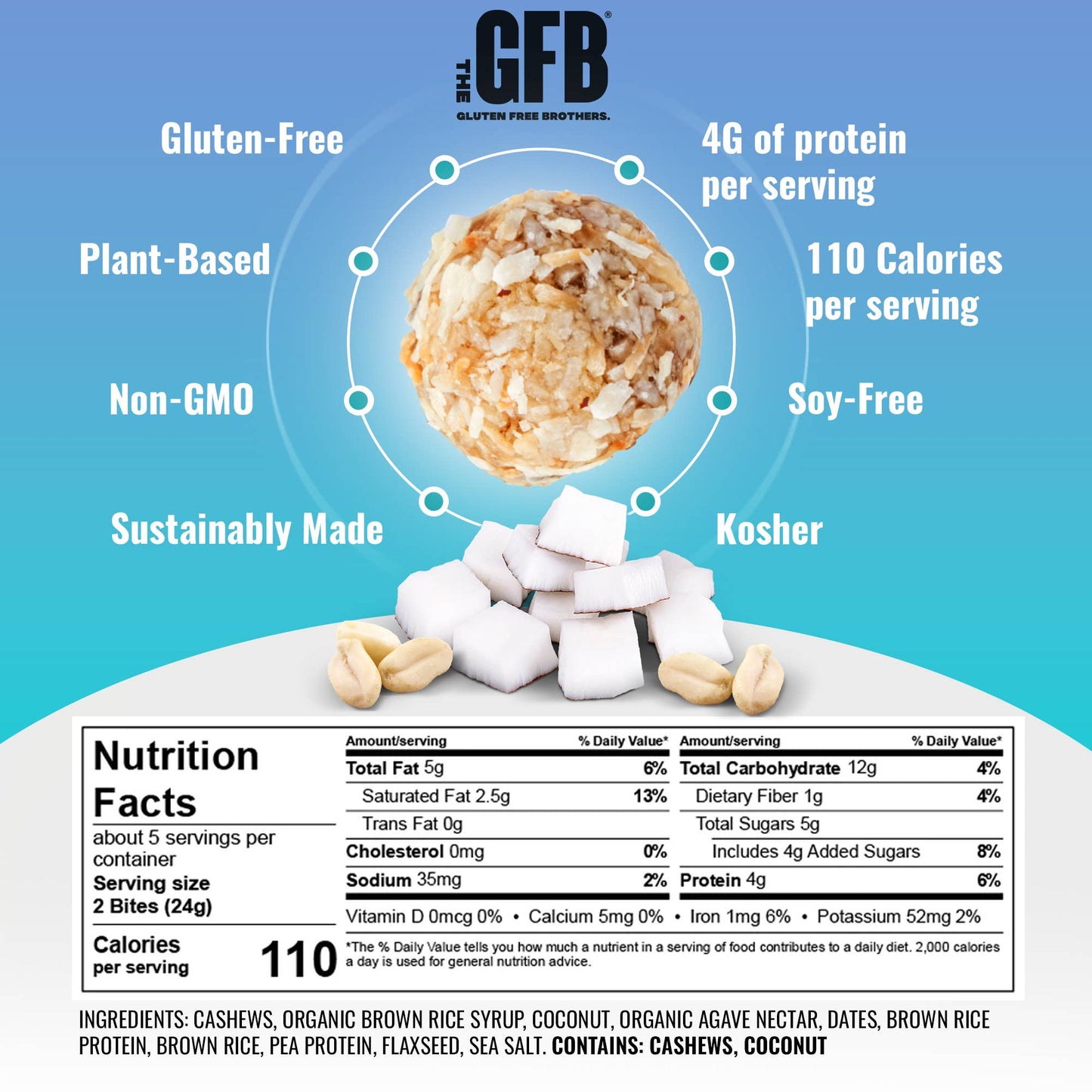 The GFB: Coconut Cashew Gluten Free Protein Bites