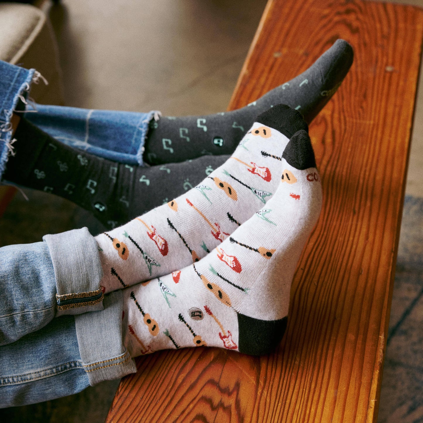 Socks that Support Music (Gray Guitars): Small