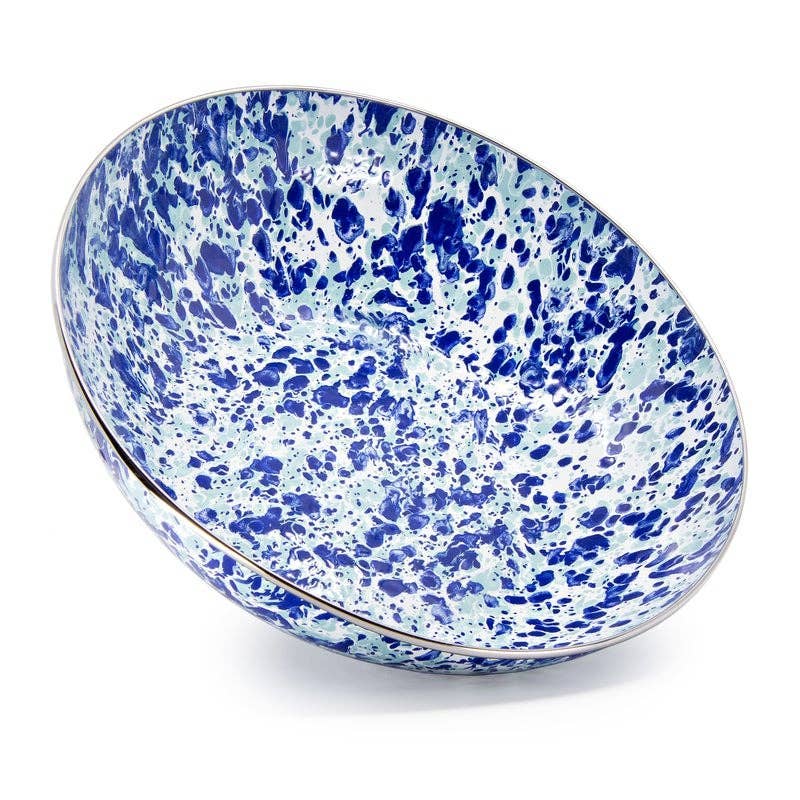 Golden Rabbit Enamelware Swirl Catering Bowl: Cobalt Swirl