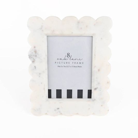 White Scalloped Marble 5x7 Picture Frame