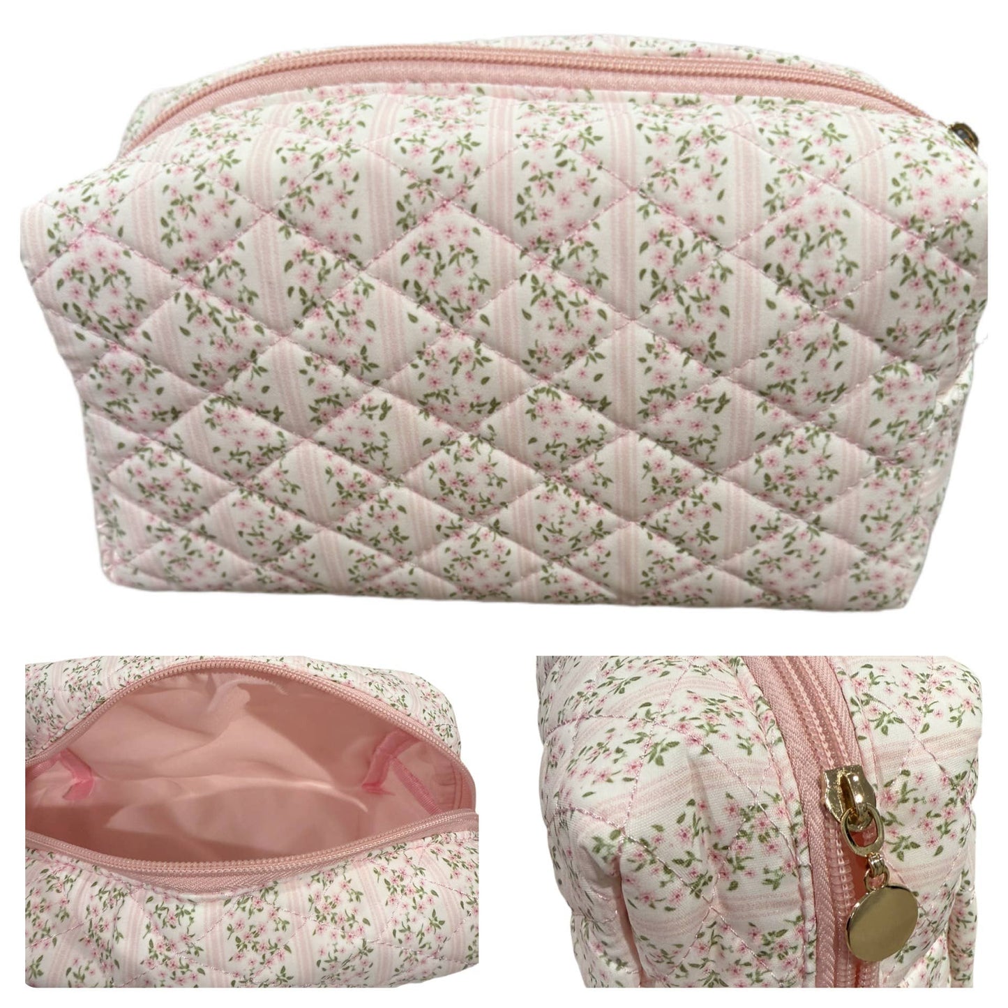 Coquette quilted makeup bag 