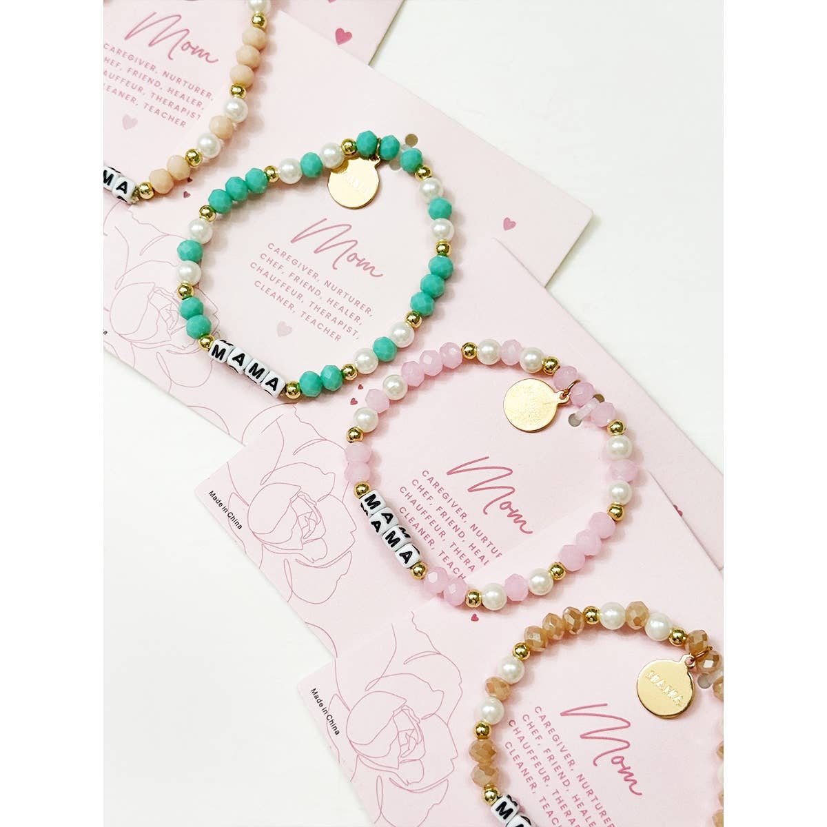 Mix Beads MAMA Inpirational Bracelet: MIX COLOR / ONE(12)