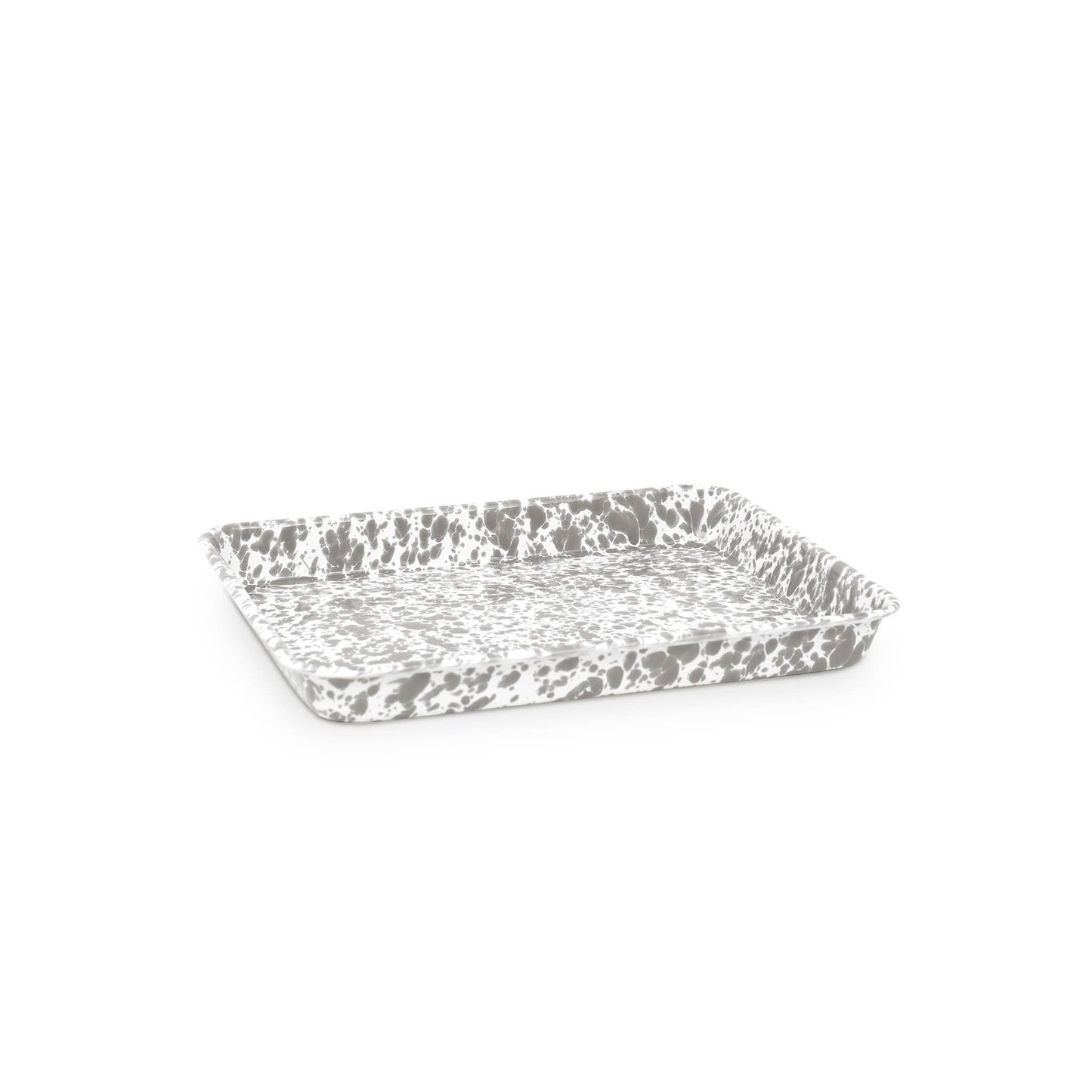 Splatter Enamelware Small Rectangular Tray: Blue