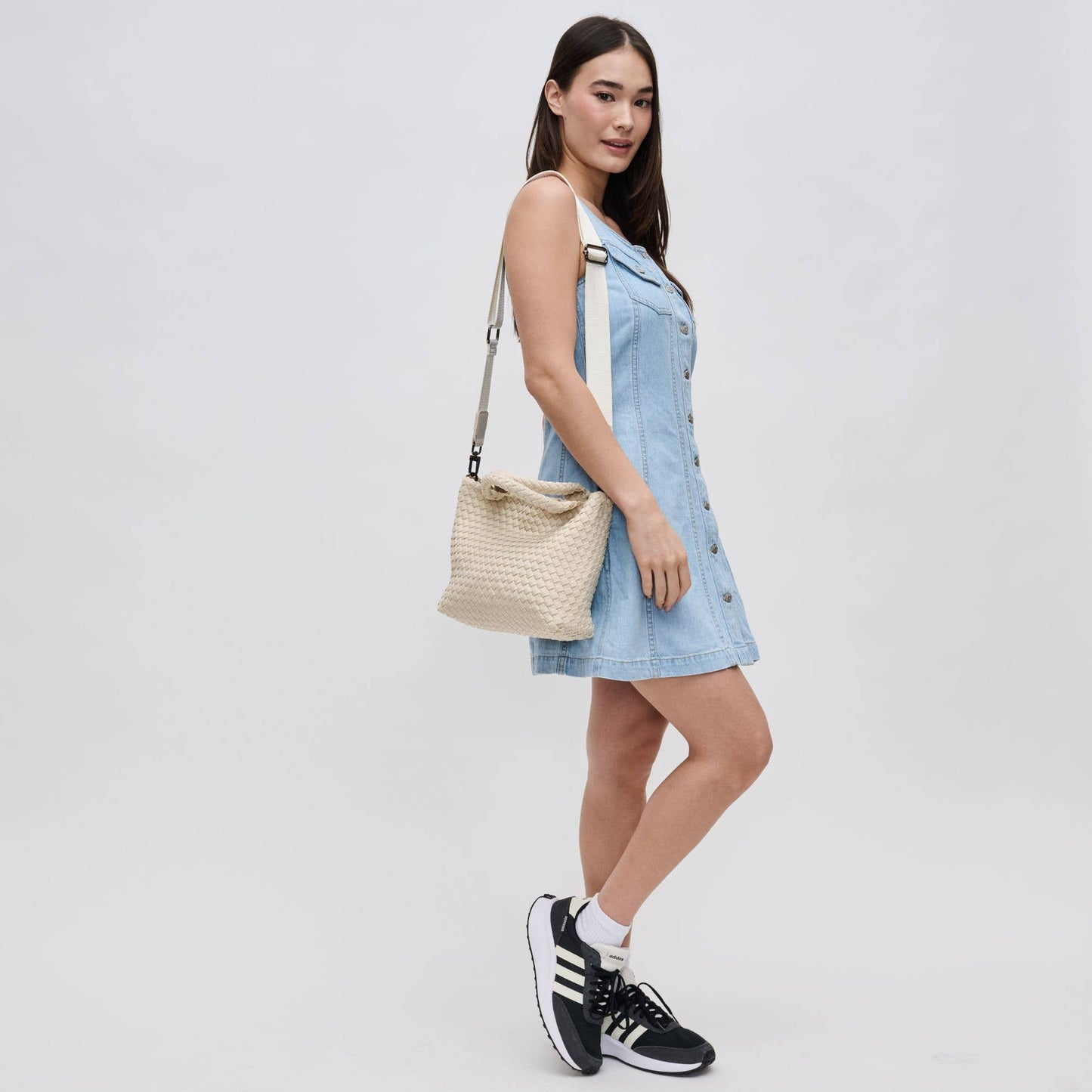 Sky's The Limit Small Woven Neoprene Crossbody: Cream