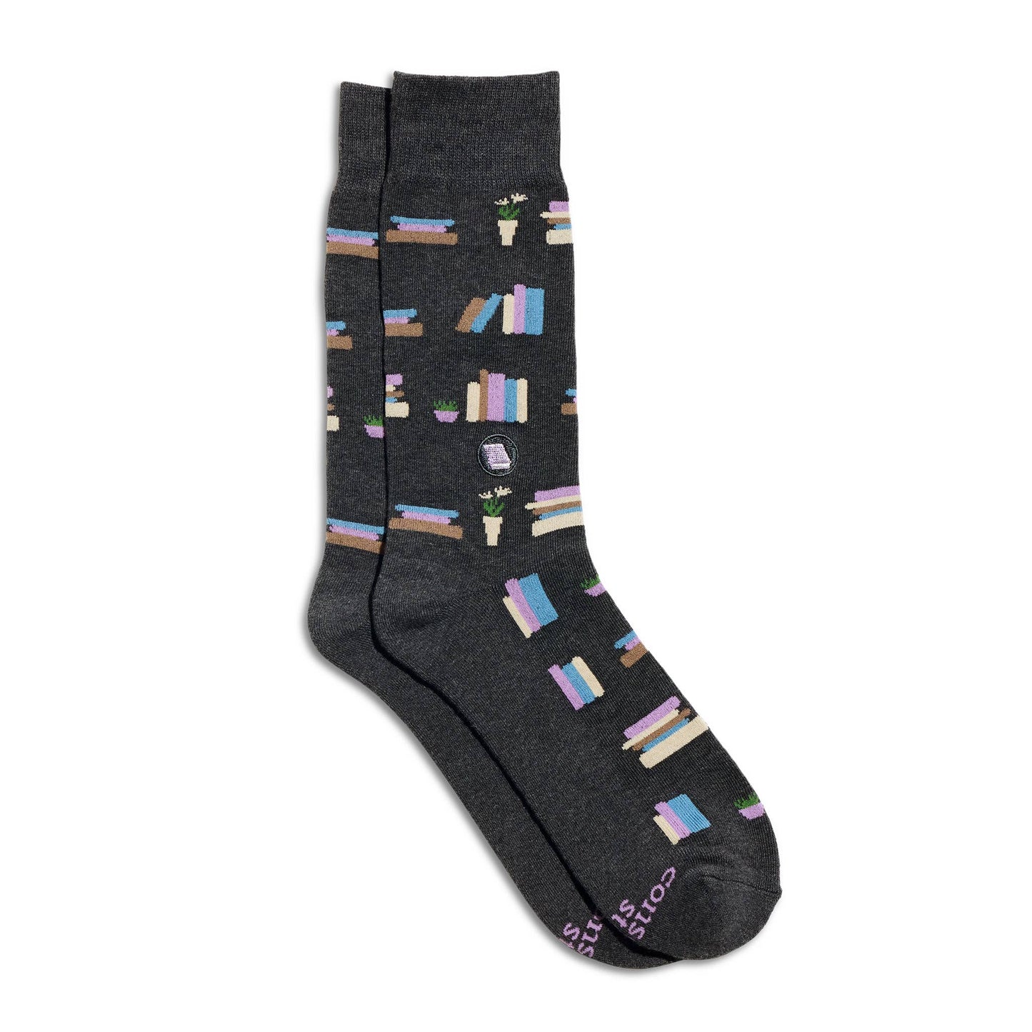 Socks that Give Books (Gray Bookshelves): Small