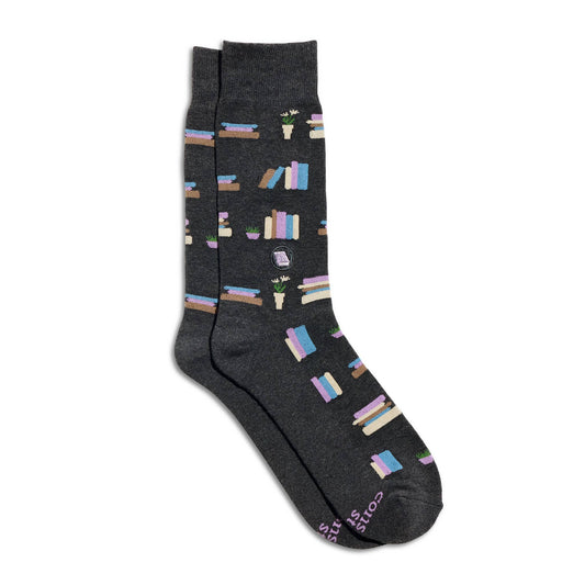 Socks that Give Books (Gray Bookshelves): Small