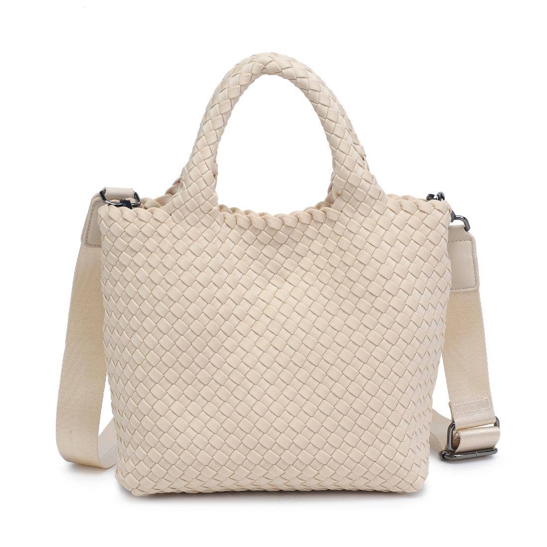 Sky's The Limit Small Woven Neoprene Crossbody: Cream
