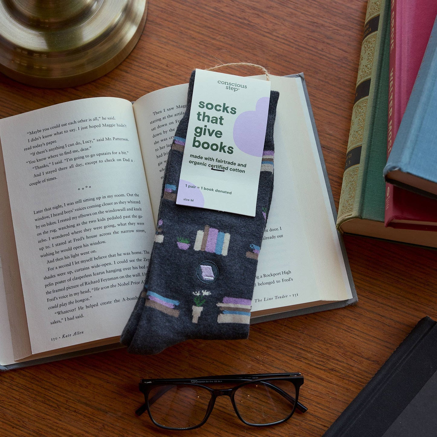 Socks that Give Books (Gray Bookshelves): Small