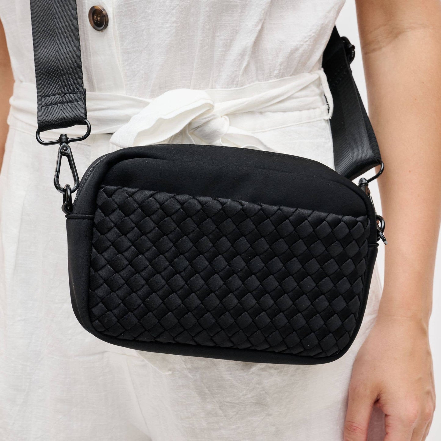 Inspiration Woven Neoprene Crossbody: Black