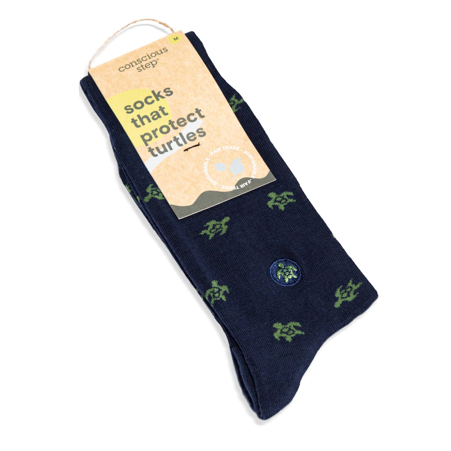 Socks that Protect Turtles (Navy Turtles): Default / Medium