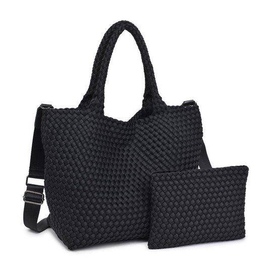 Sky's The Limit Medium Woven Neoprene Tote: Black