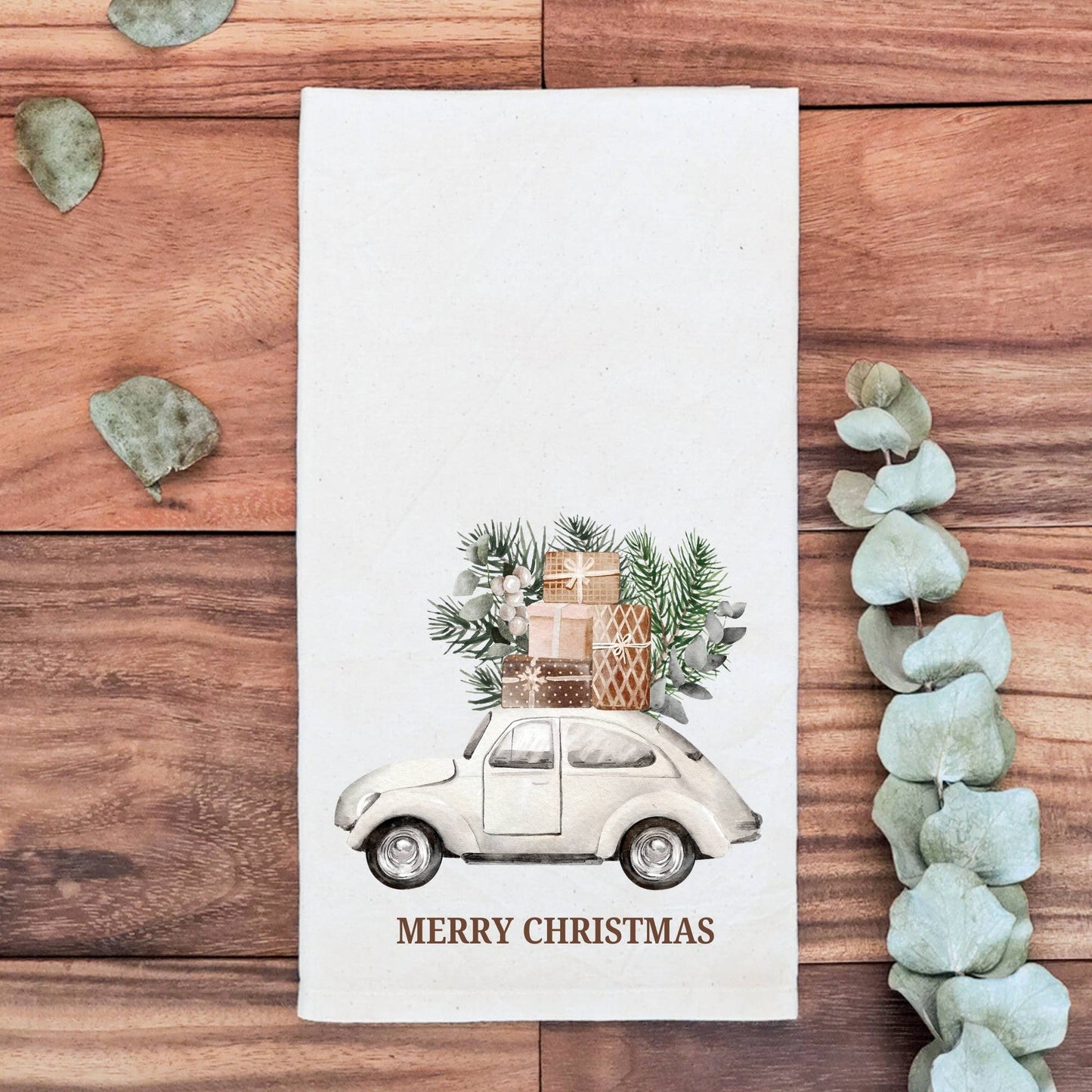 Handmade Cotton Tea Towel - Festive Christmas : 2. CHRISTMAS TREE