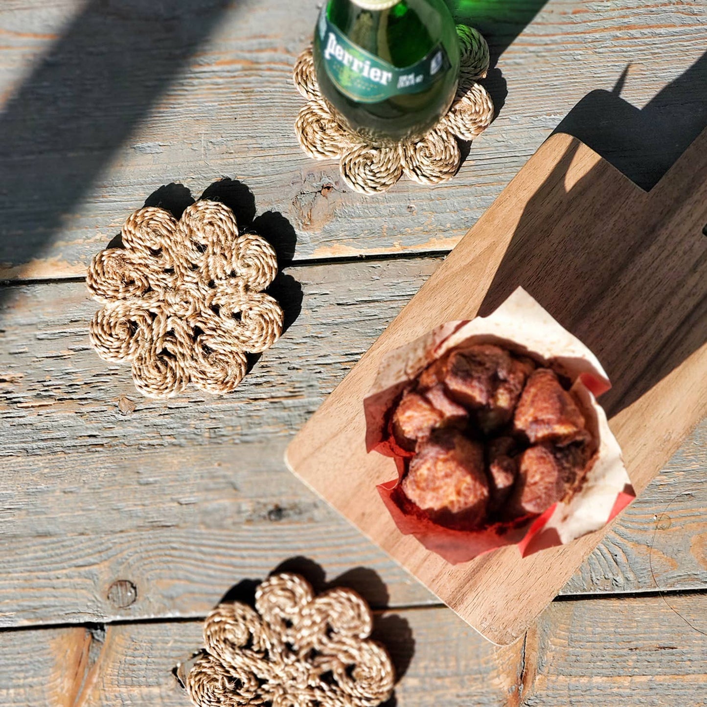 Handwoven Jute Flower Drink Coaster - Set of 4