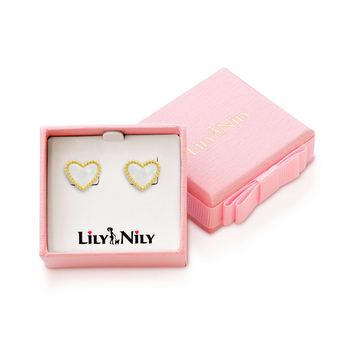 Mother of Pearl Heart Stud Earrings