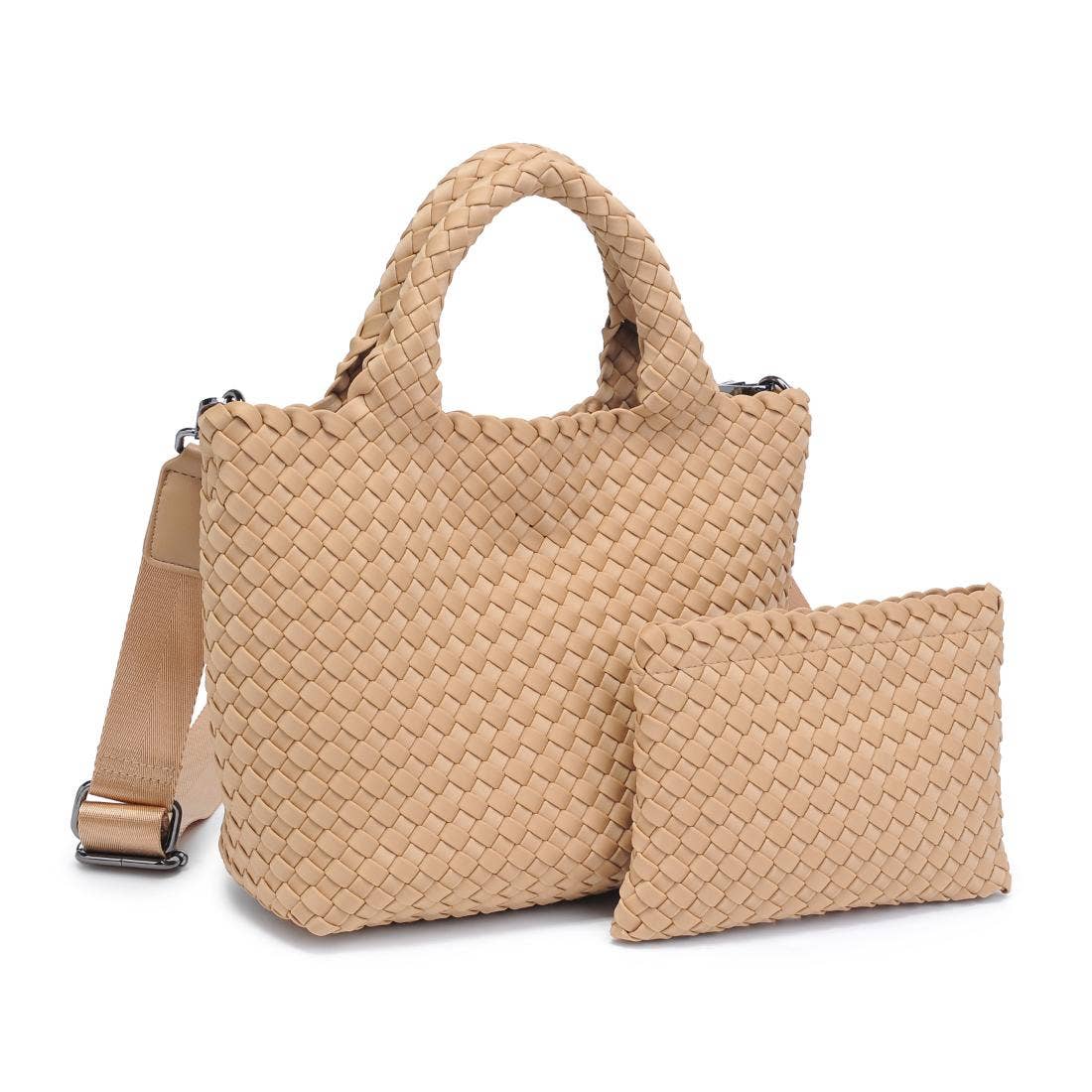 Sky's The Limit Small Woven Neoprene Crossbody: Sand
