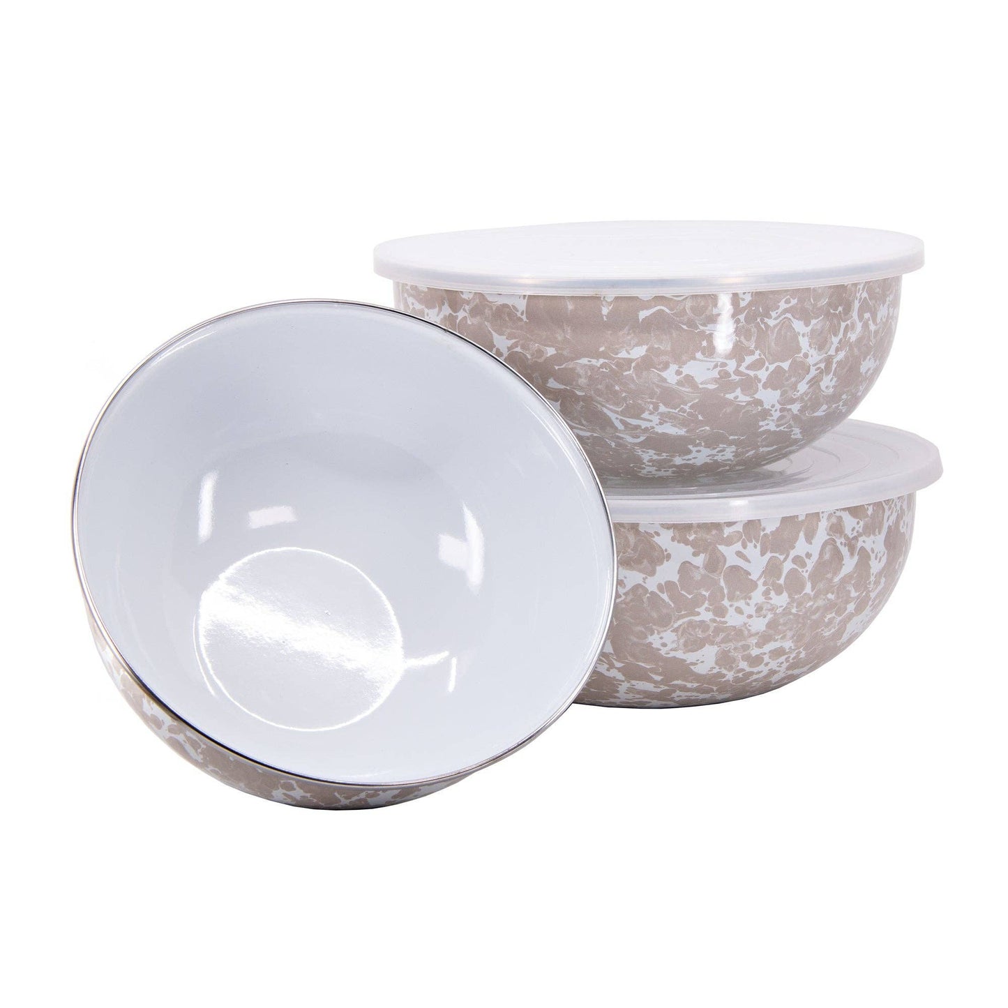 Golden Rabbit Enamelware Swirl Mixing Bowls: Ocean