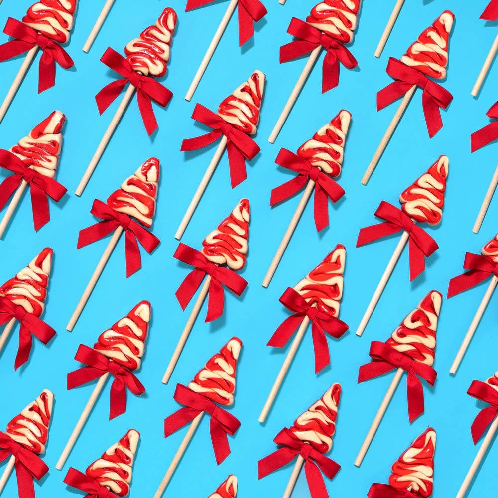 Organic Holiday Tree Lollipops - Peppermint - 18 Pc Display