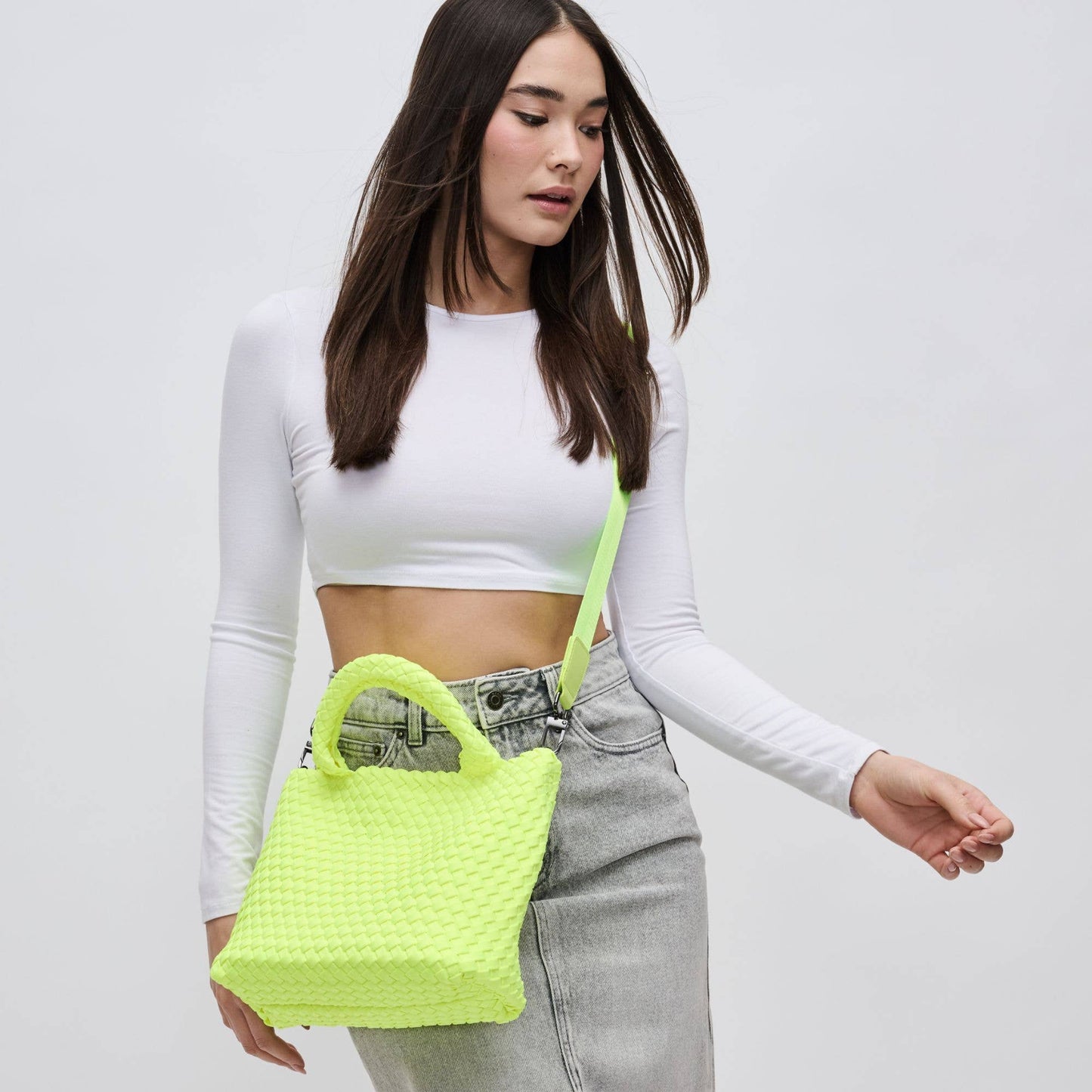 Sky's The Limit Small Woven Neoprene Crossbody: Black