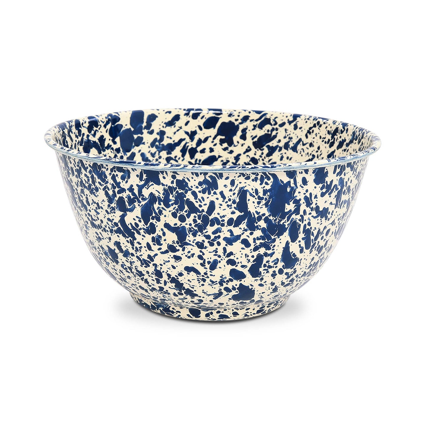 Splatter Enamelware Large Salad Bowl: Blue Splatter