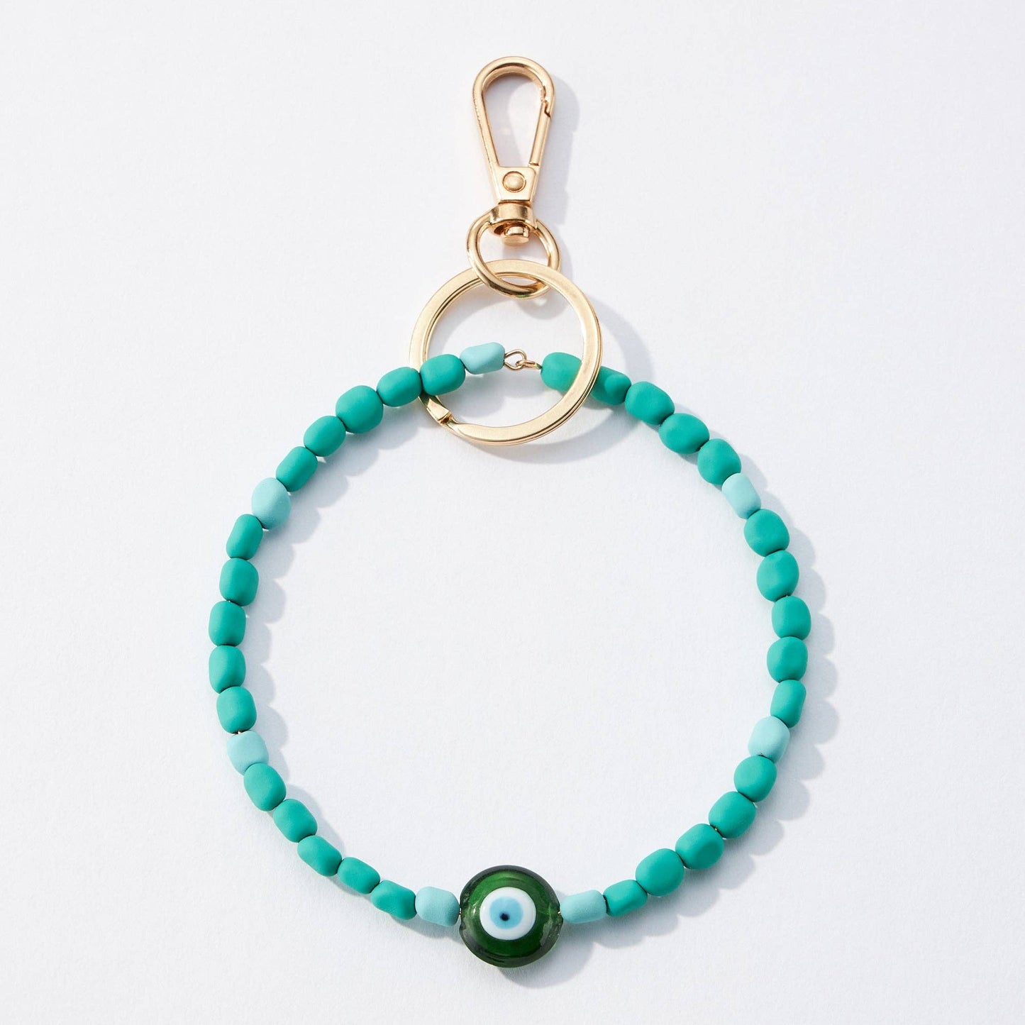Evil Eye Silicone Coated Wristlet Keychains: PINK