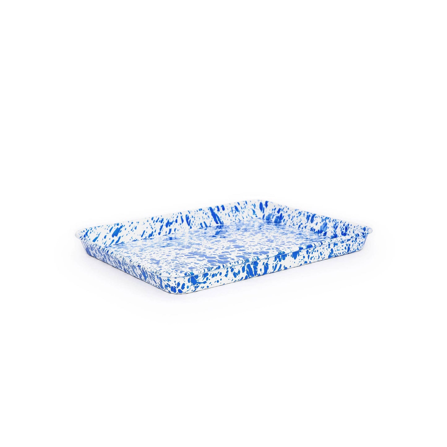 Splatter Enamelware Small Rectangular Tray: Blue