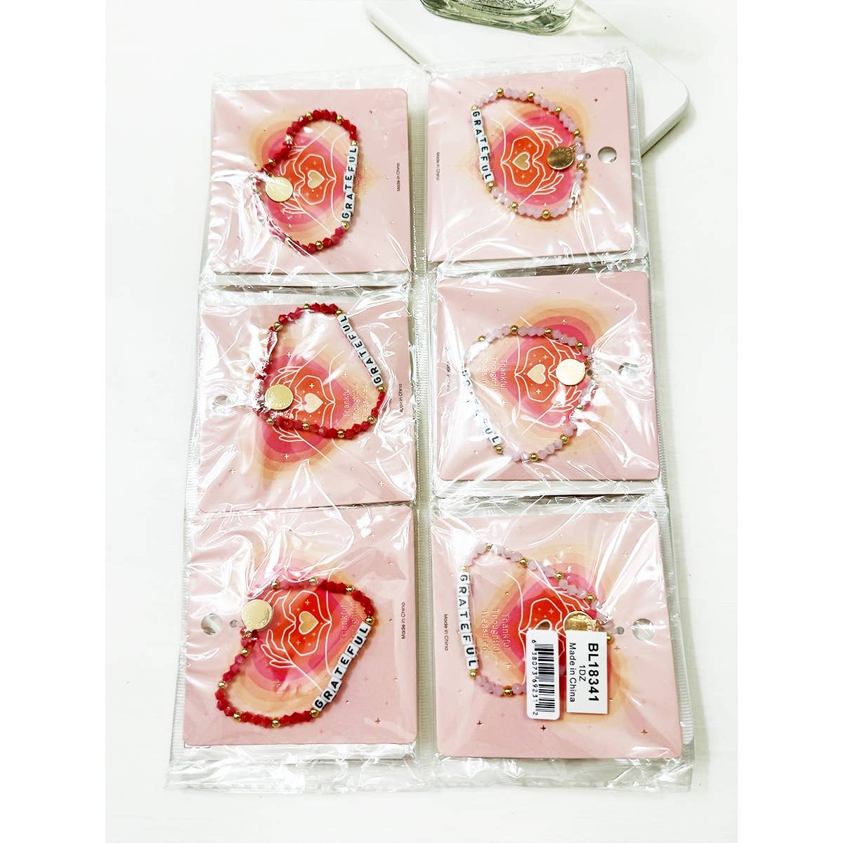 4-Kind Mix Beads Grateful Inpirational Bracelet: MIX COLOR / ONE(12)