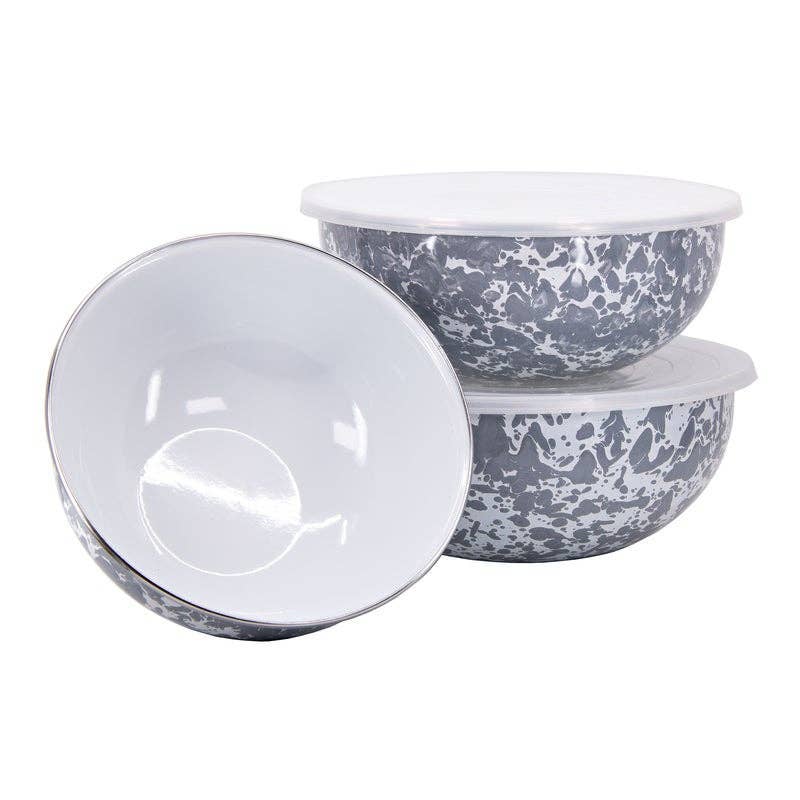Golden Rabbit Enamelware Swirl Mixing Bowls: Ocean