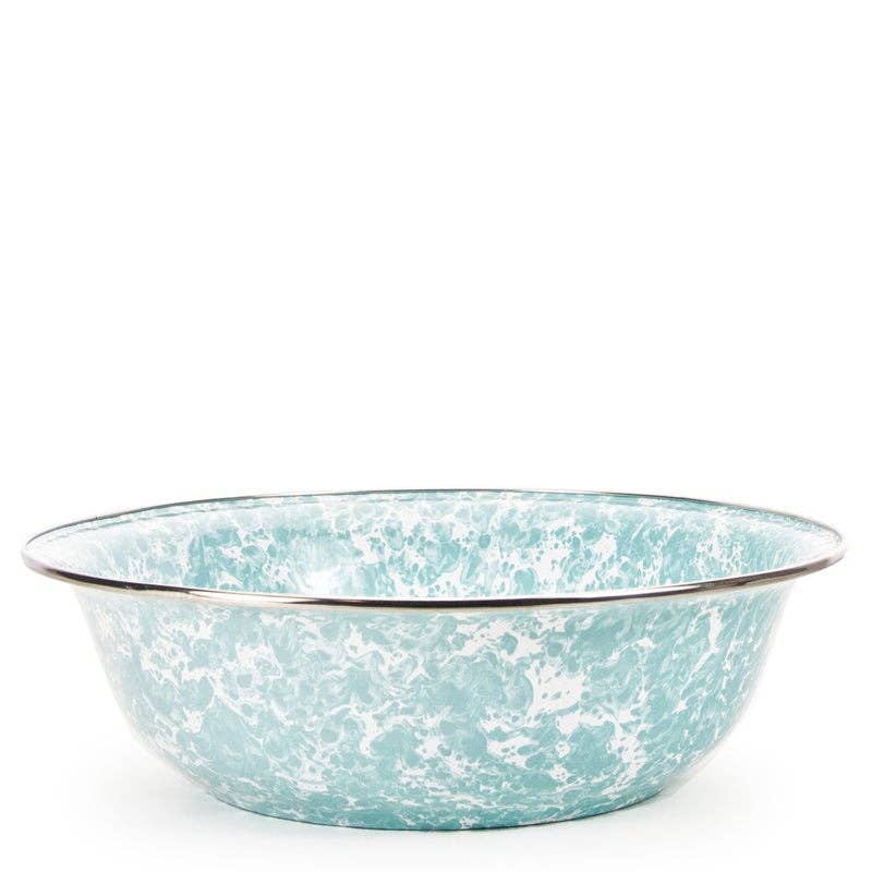 Golden Rabbit Enamelware Swirl Serving Bowl: Cobalt Swirl