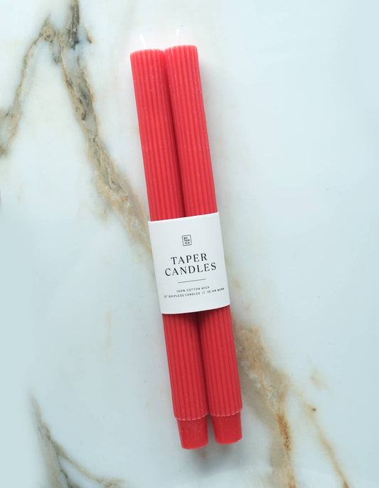 Taper Candle Pair, Cherry: Fluted Pair