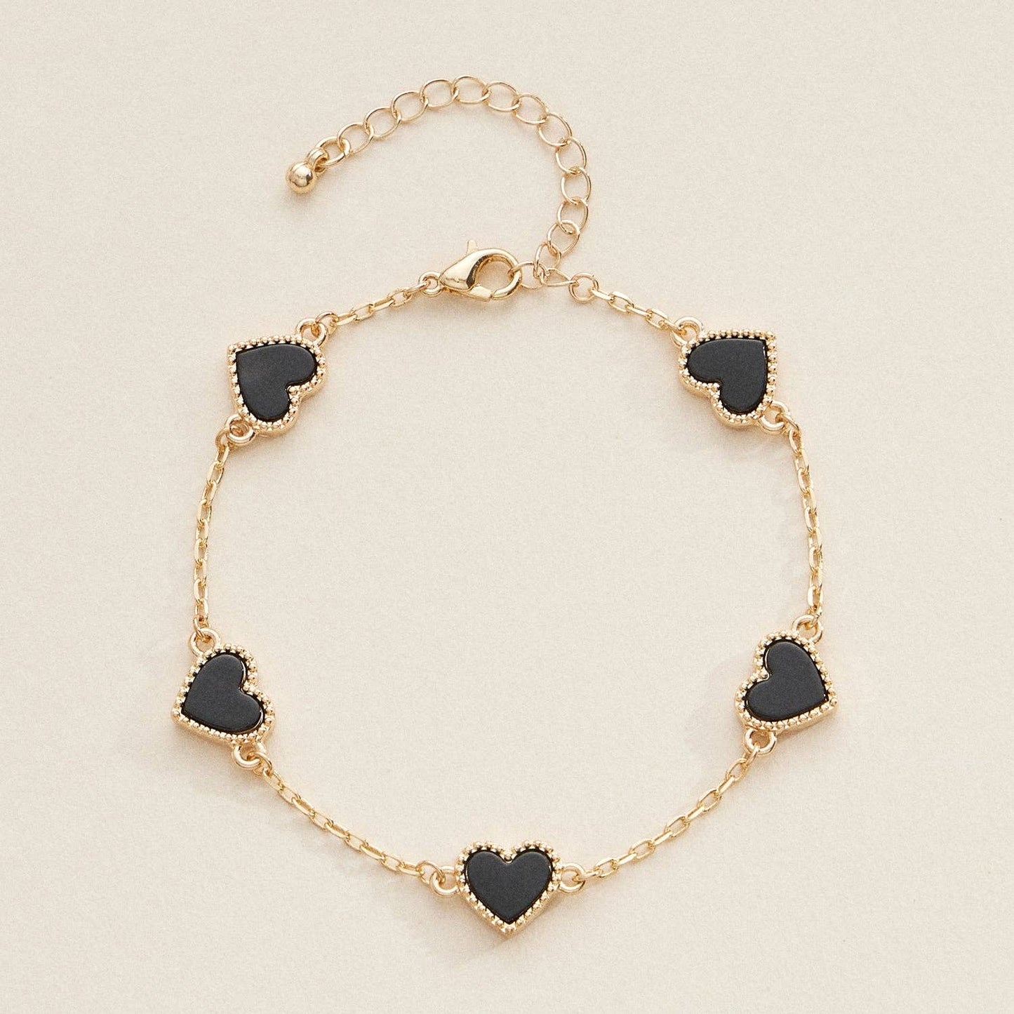 Elegant Gold Heart Charm Bracelets in Vibrant Enamel Colors: RED / One / 4SB21020