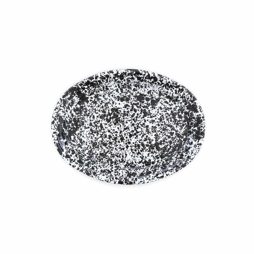 Splatter Enamelware Oval Platter: Turquoise Splatter