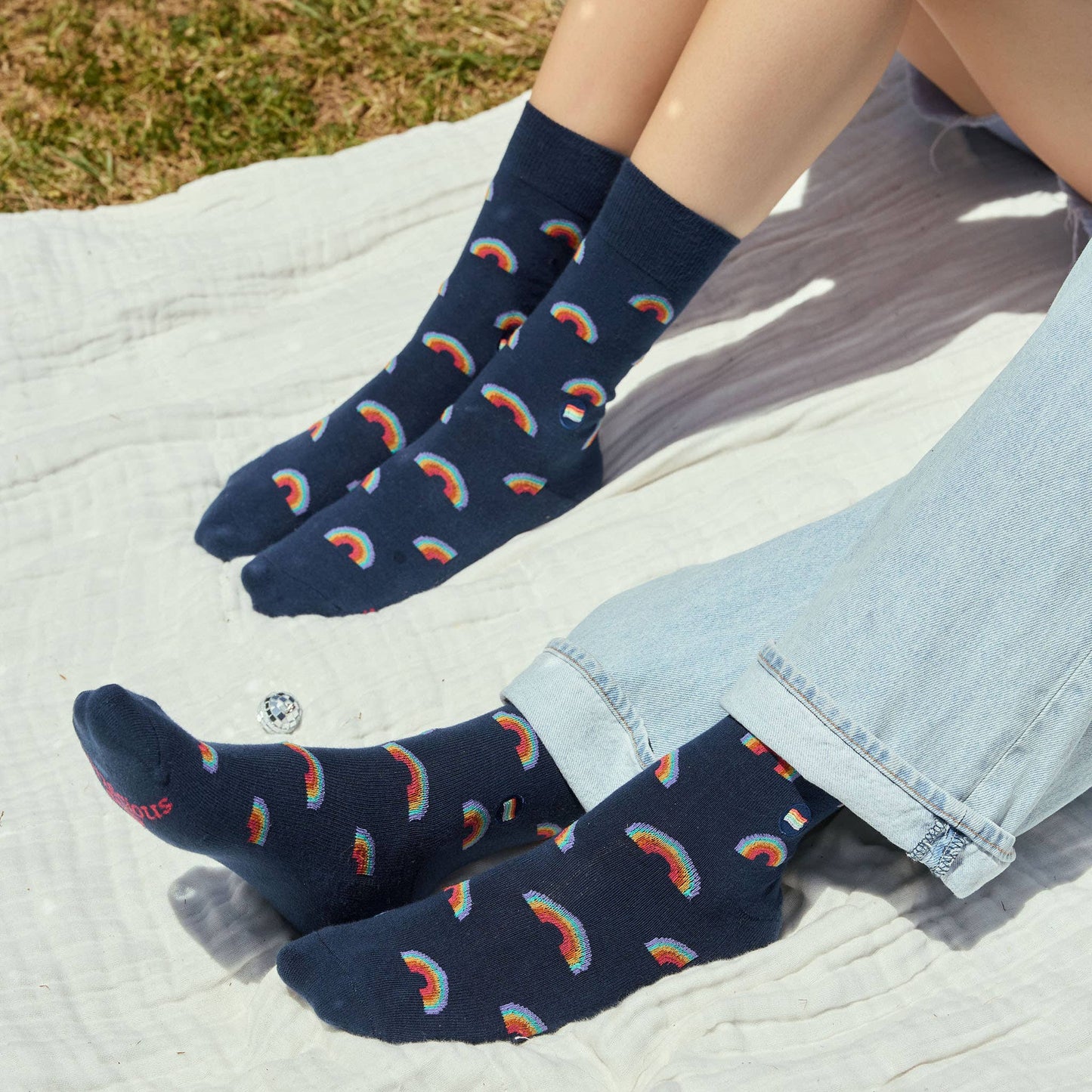 Socks that Save LGBTQ Lives (Navy Rainbows): Medium