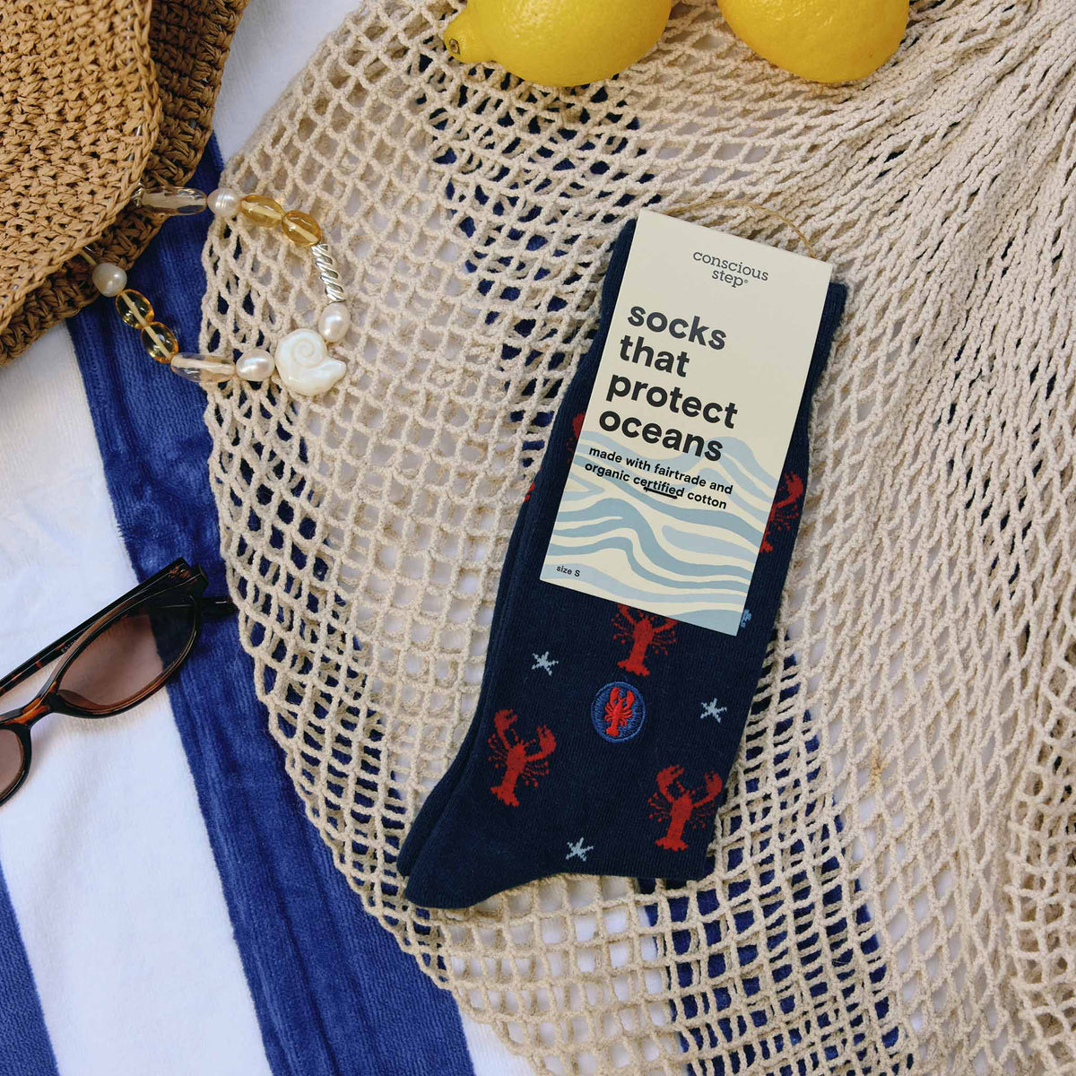 Socks that Protect Oceans | Navy Lobsters - Coastal Gifts: Small