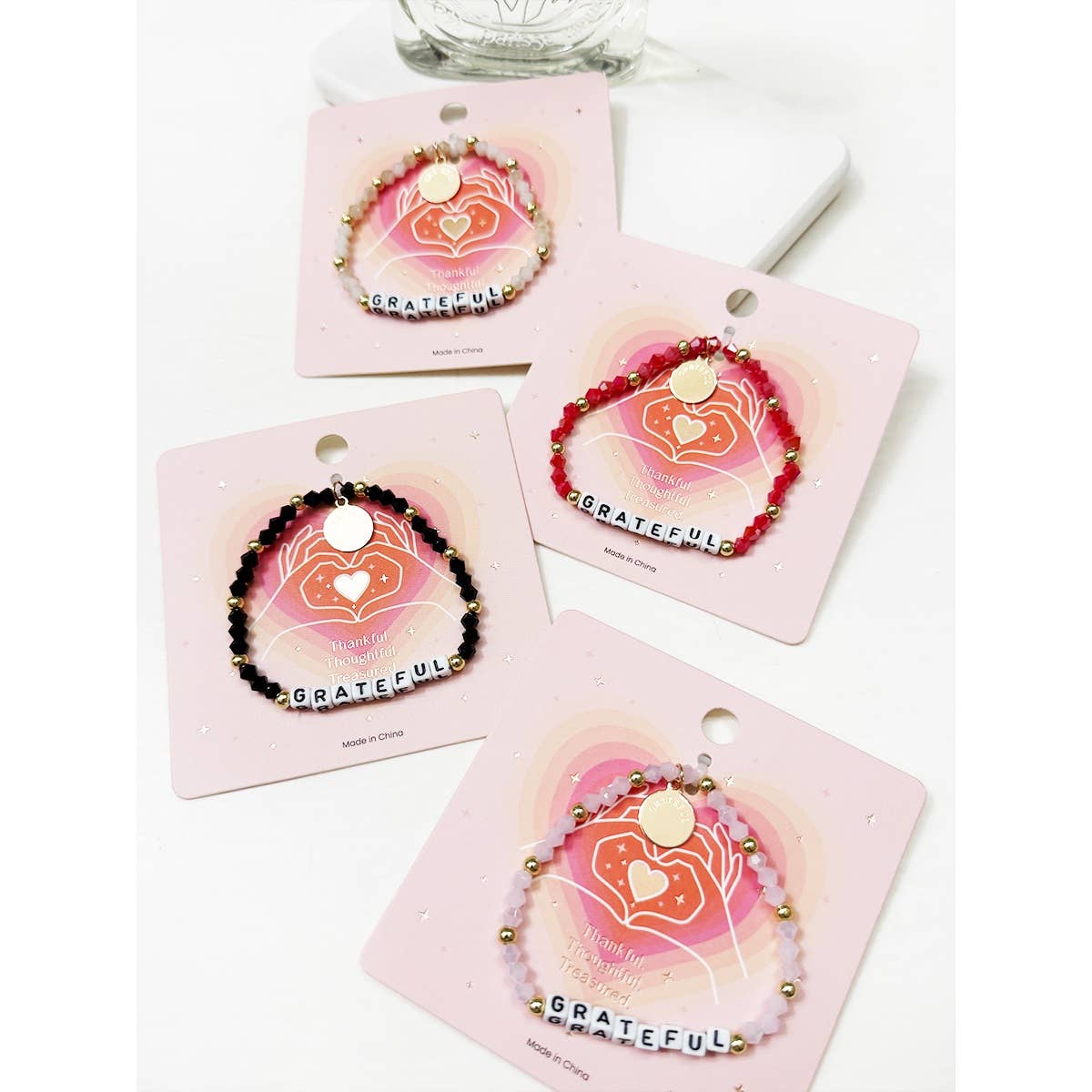 4-Kind Mix Beads Grateful Inpirational Bracelet: MIX COLOR / ONE(12)