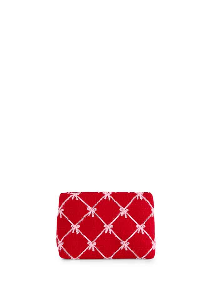 TINSEL BOW ZIP POUCH: RED